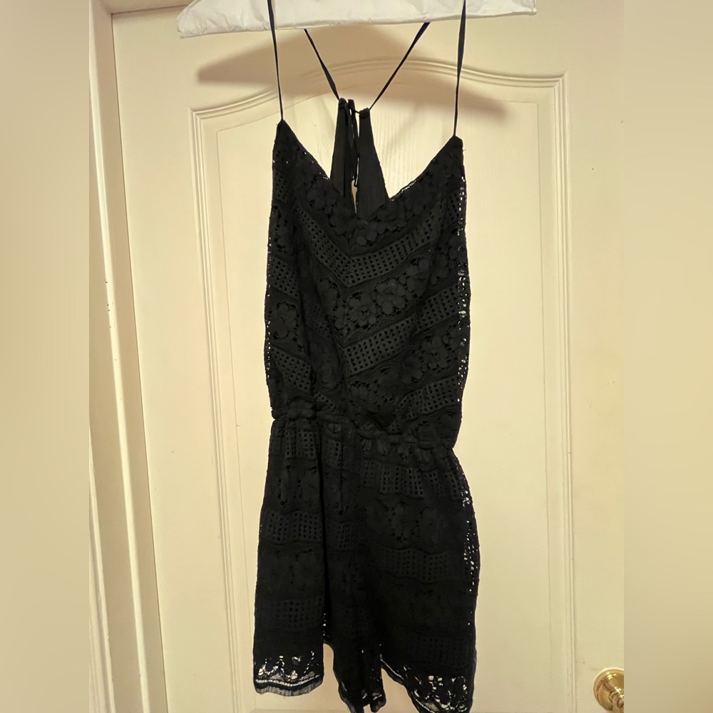 Black Lace Spaghetti-Strap Romper